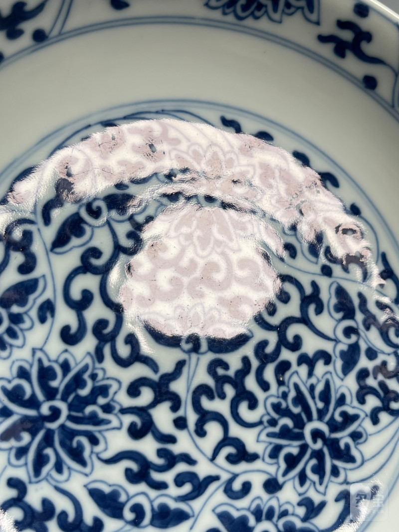 清同治  青花缠枝莲纹盘 - 图8